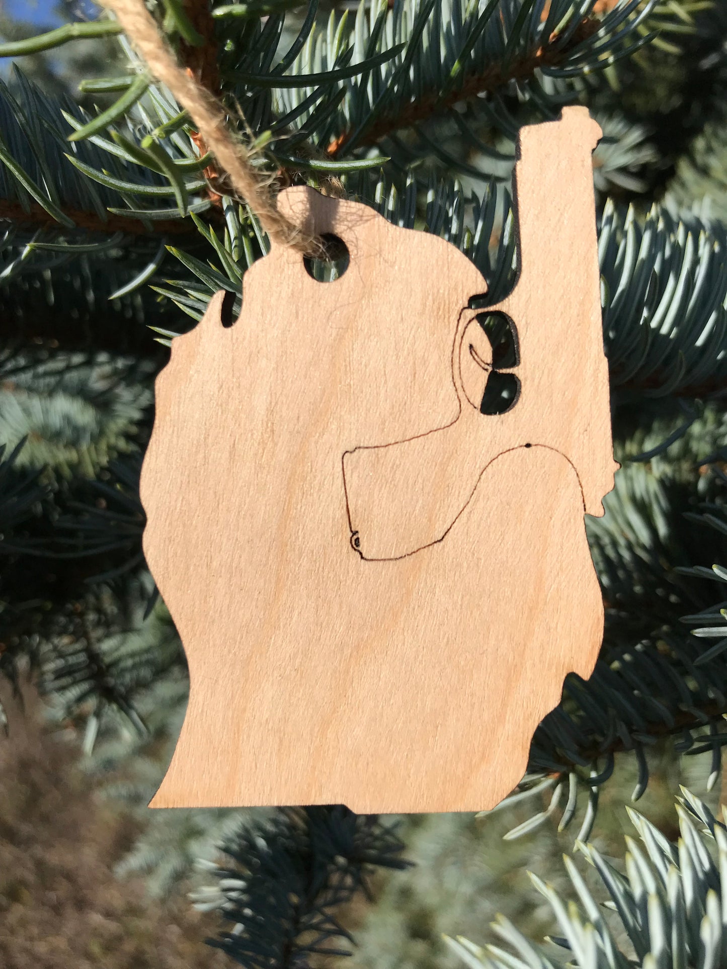 Michigan Holding Pistol Ornament